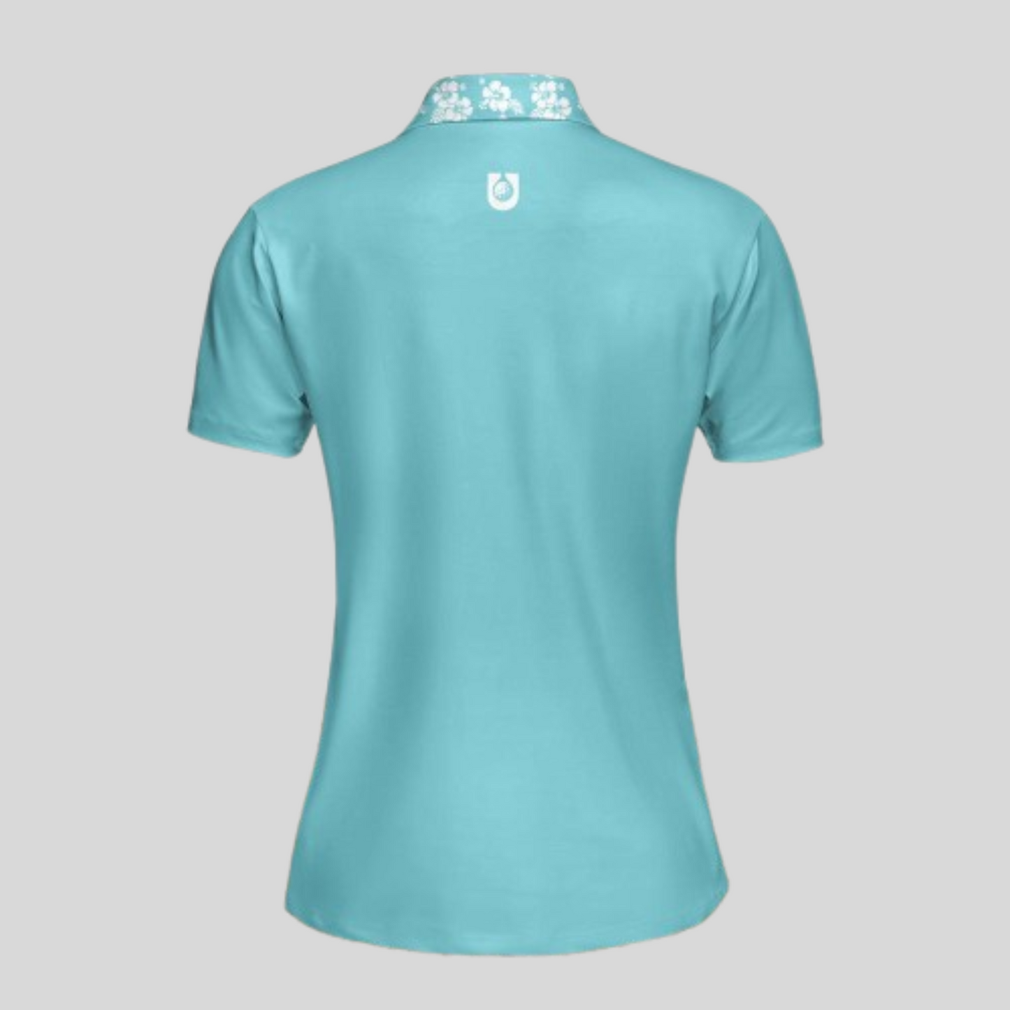 Hibiscus-Turquoise Golf Polo For Women