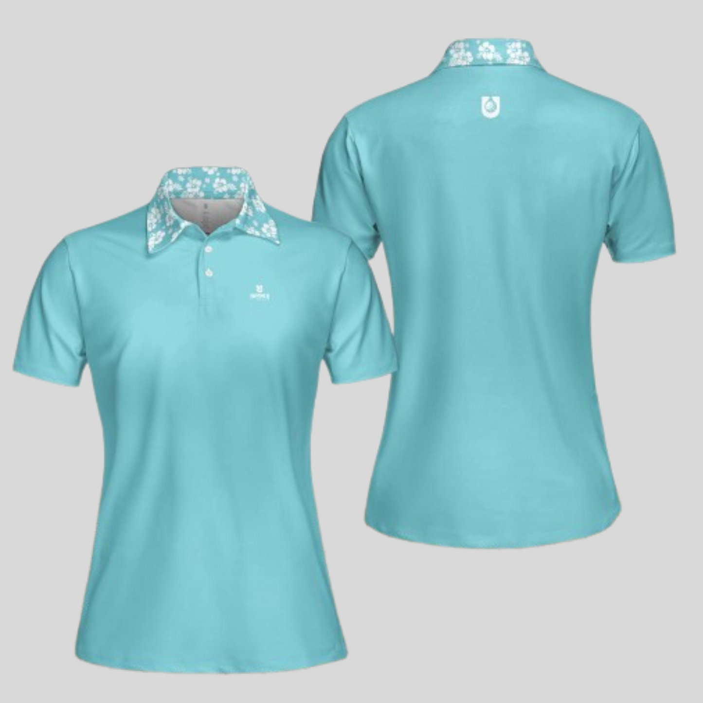 Hibiscus-Turquoise Golf Polo For Women