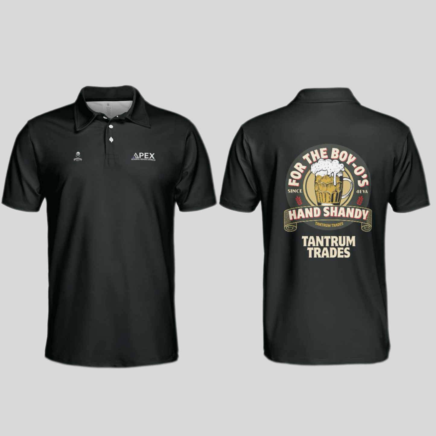 Hand Shandy Golf Polo – Collab with Tantrum Trades & Apex Mechanical | Unanimous Golf