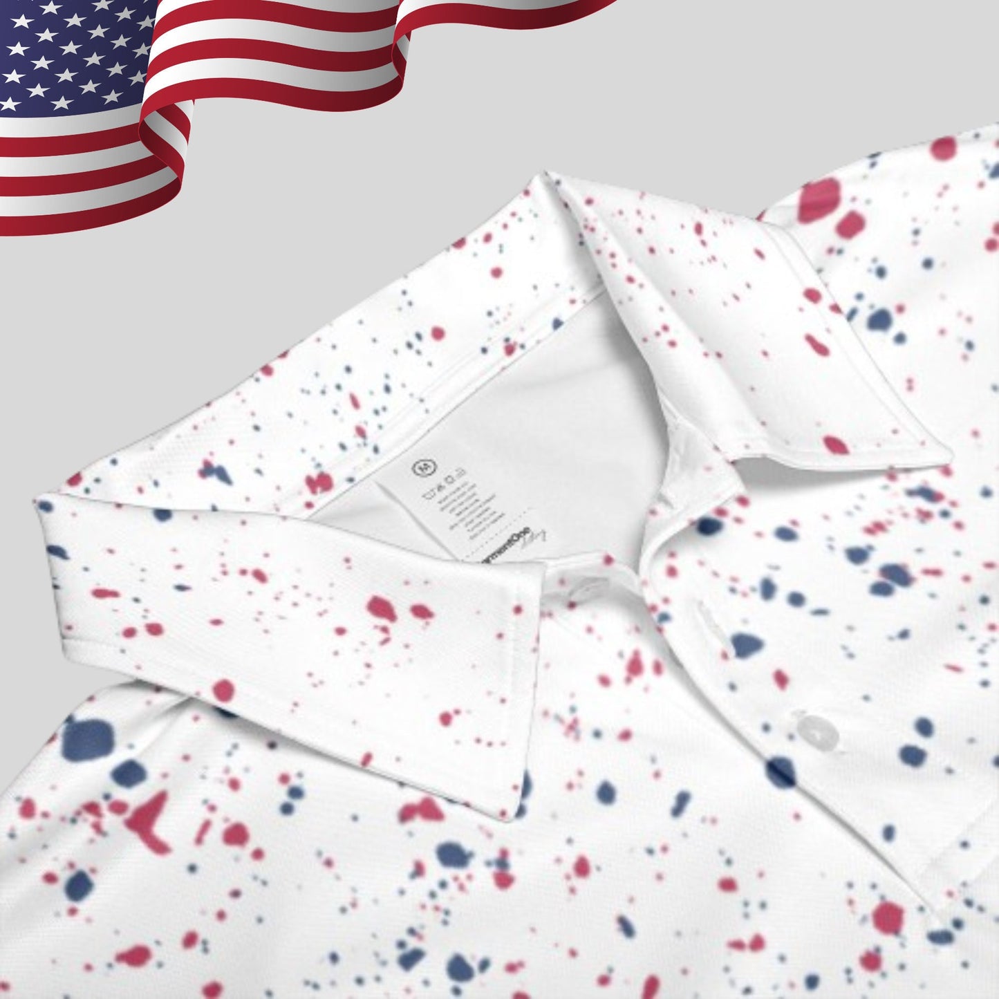 Old Glory Paint Splatter Golf Polo For Men