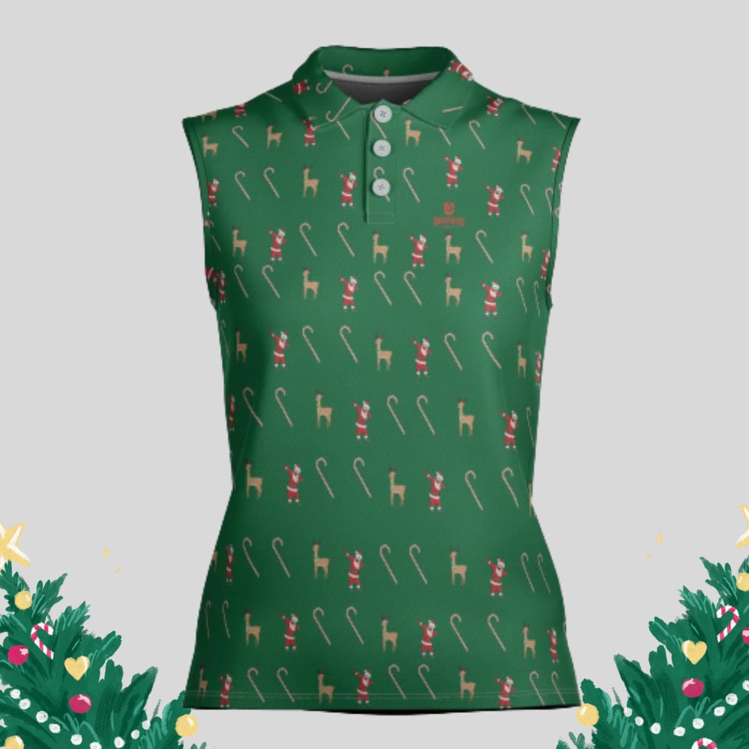 Dabbing Santa Christmas Sleeveless Golf polo Shirt for Women