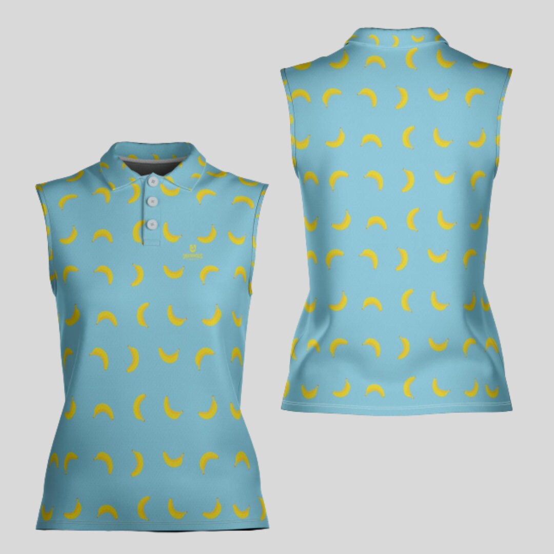 Going bananas sleeveless golf polo shirt for women