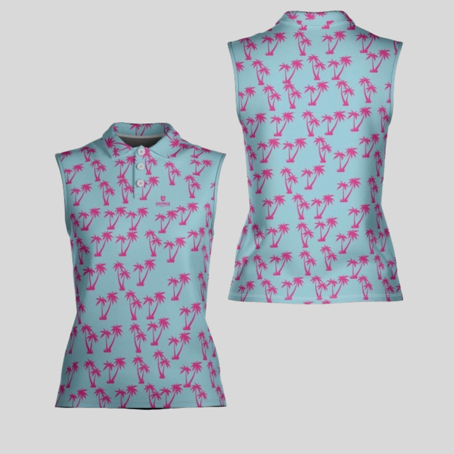palm Tree Sleeveless Golf Polo Shirt for ladies