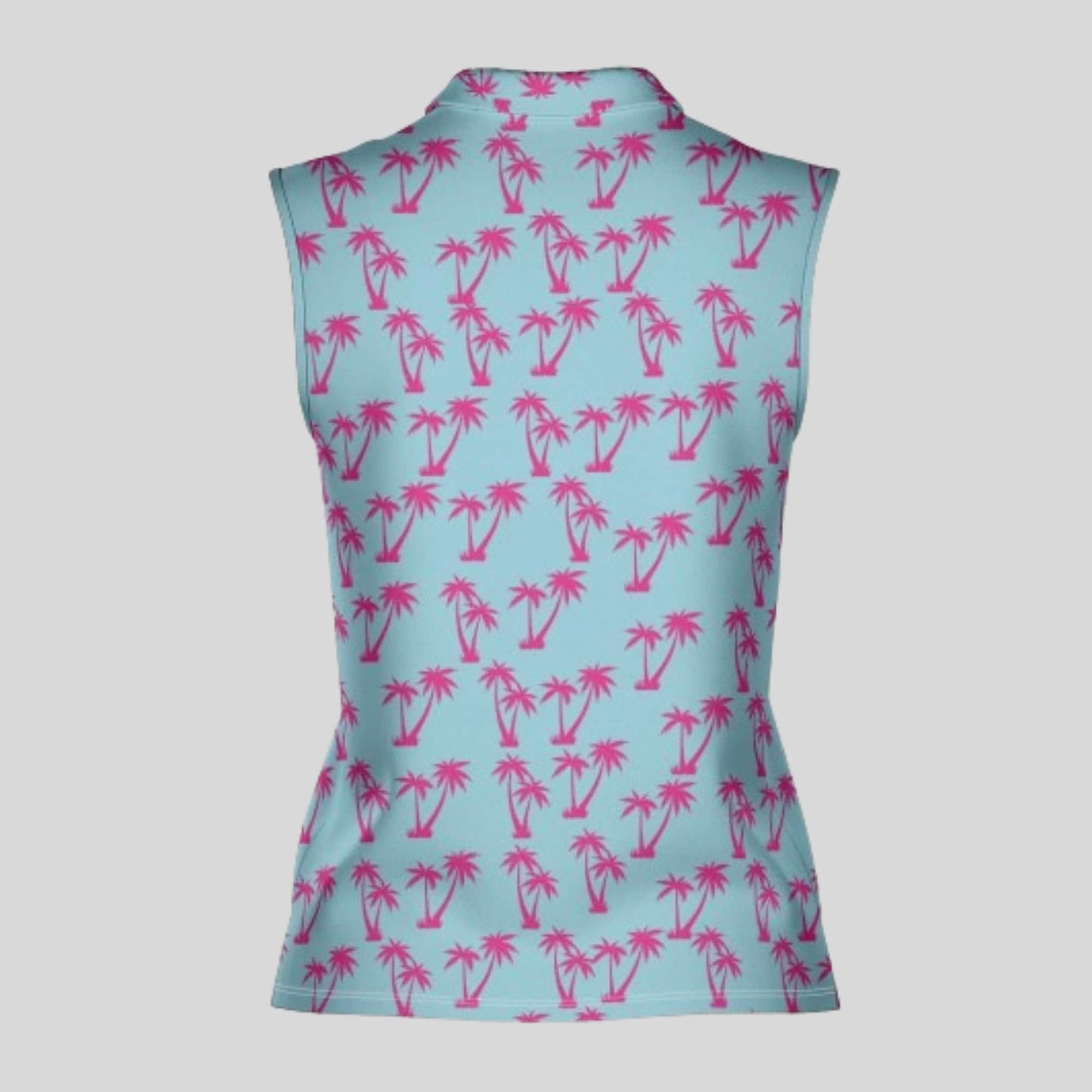 palm Tree Sleeveless Golf Polo Shirt for ladies