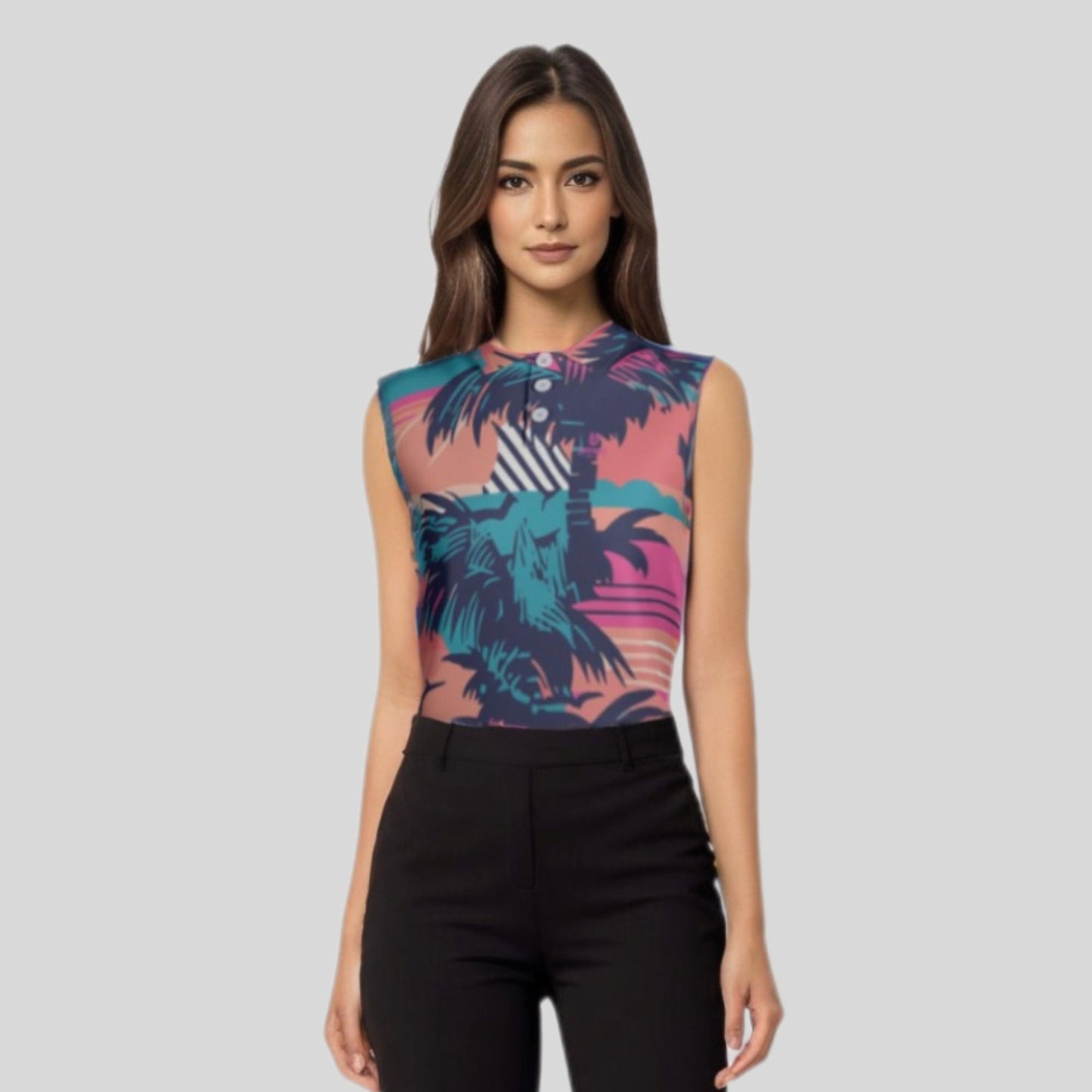 Retro Sleeveless Golf Polo For Women
