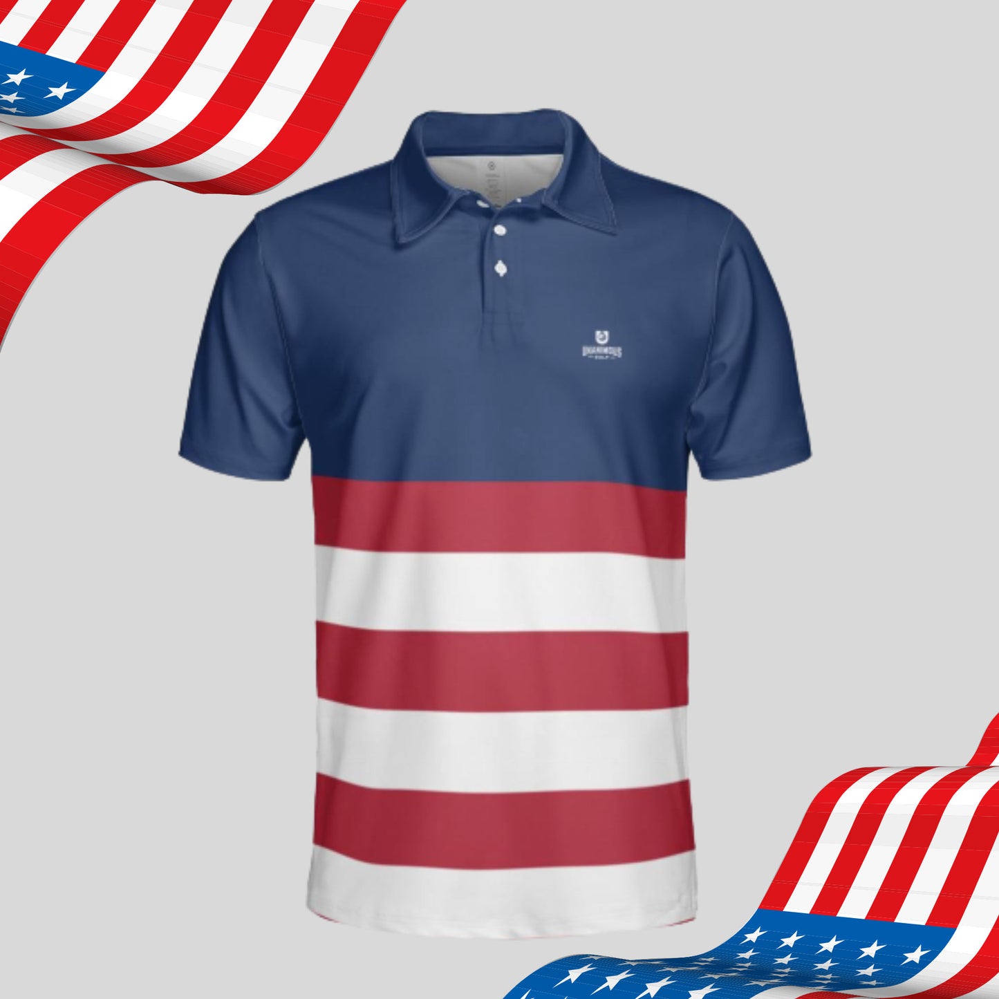 The Red White and Blue Golf polo