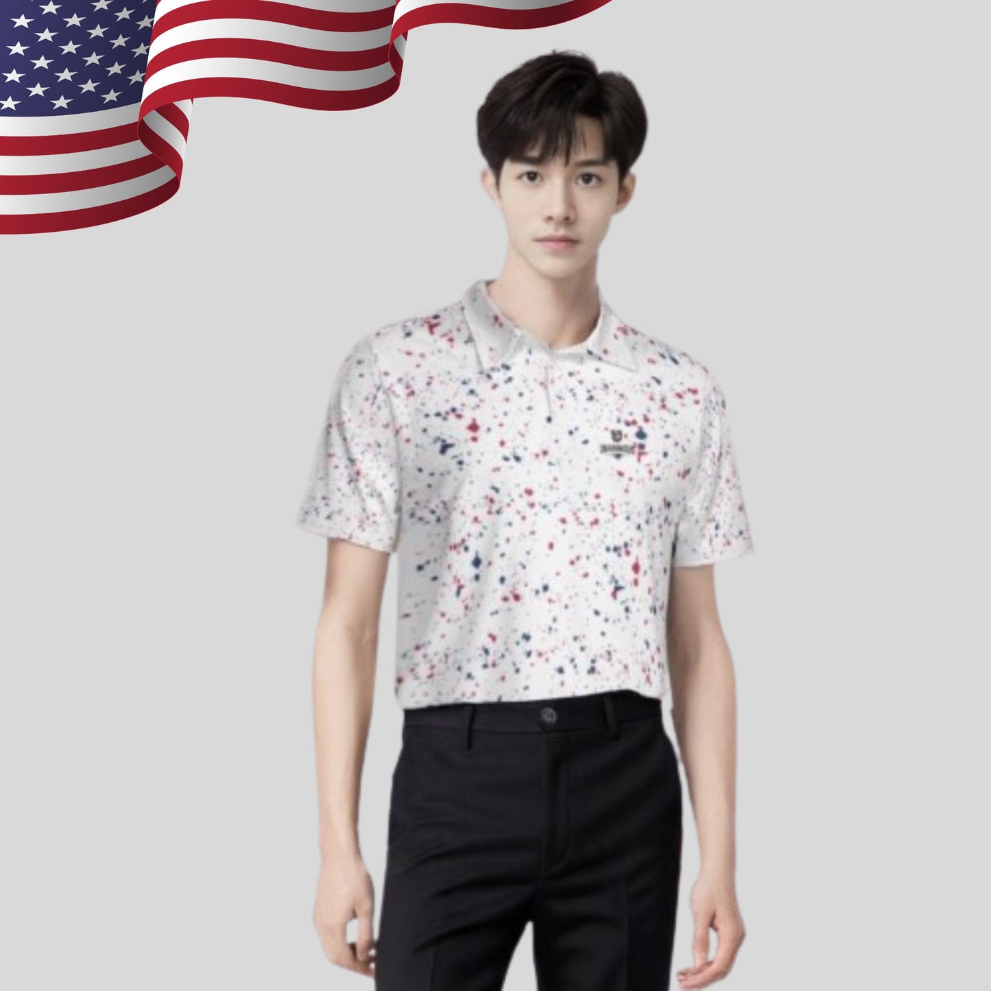Old Glory Paint Splatter Golf Polo For Men
