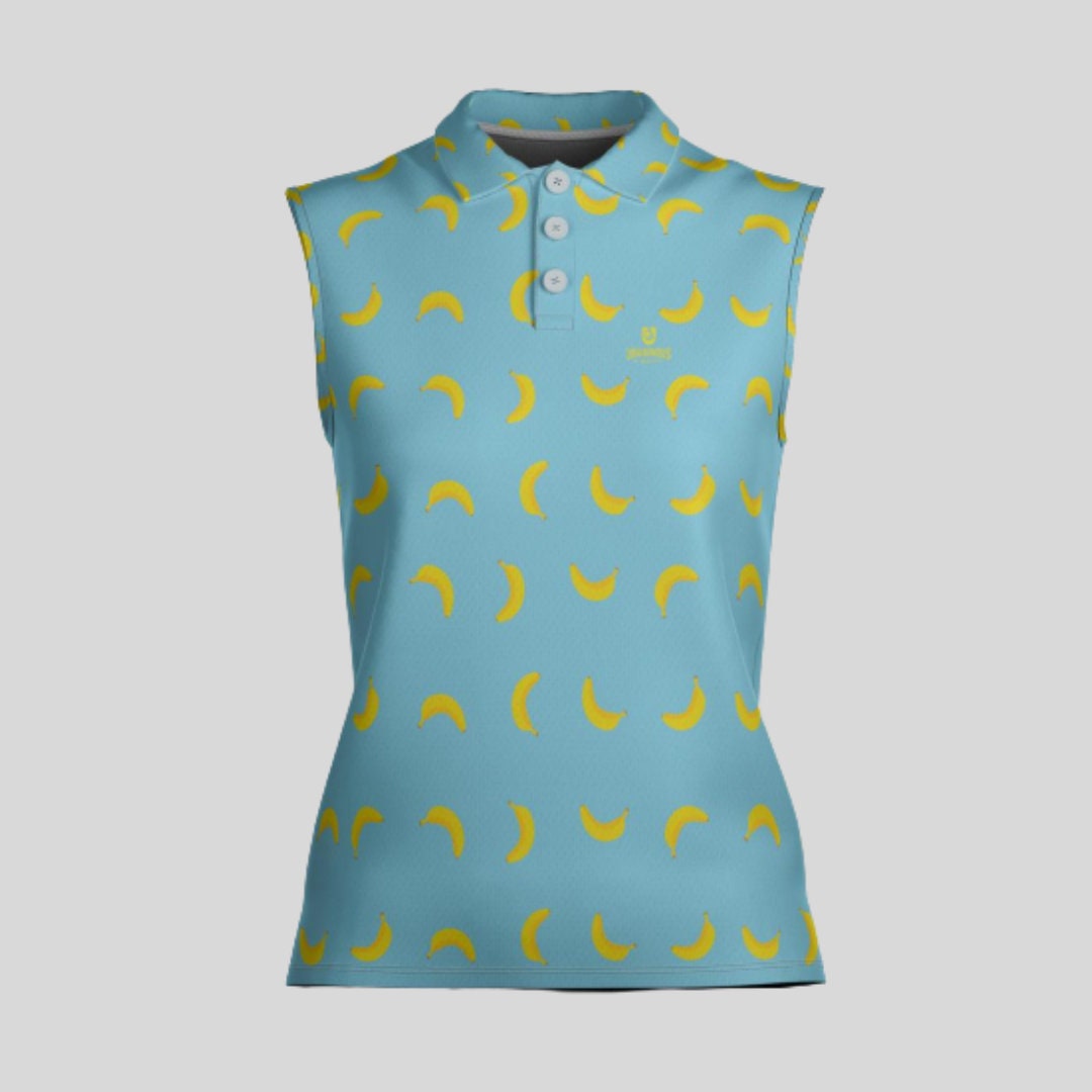 Going bananas sleeveless golf polo shirt for women