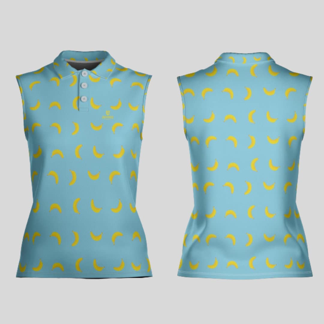 Going bananas sleeveless golf polo shirt for women