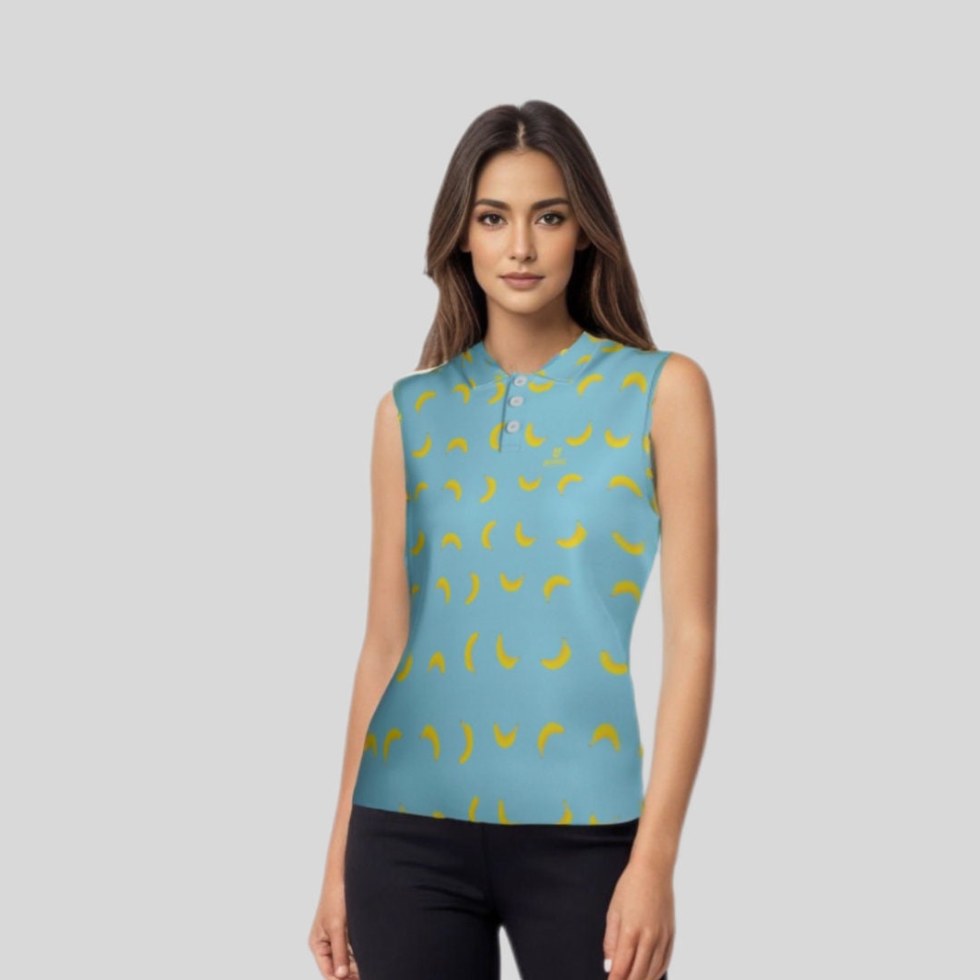 Going bananas sleeveless golf polo shirt for women