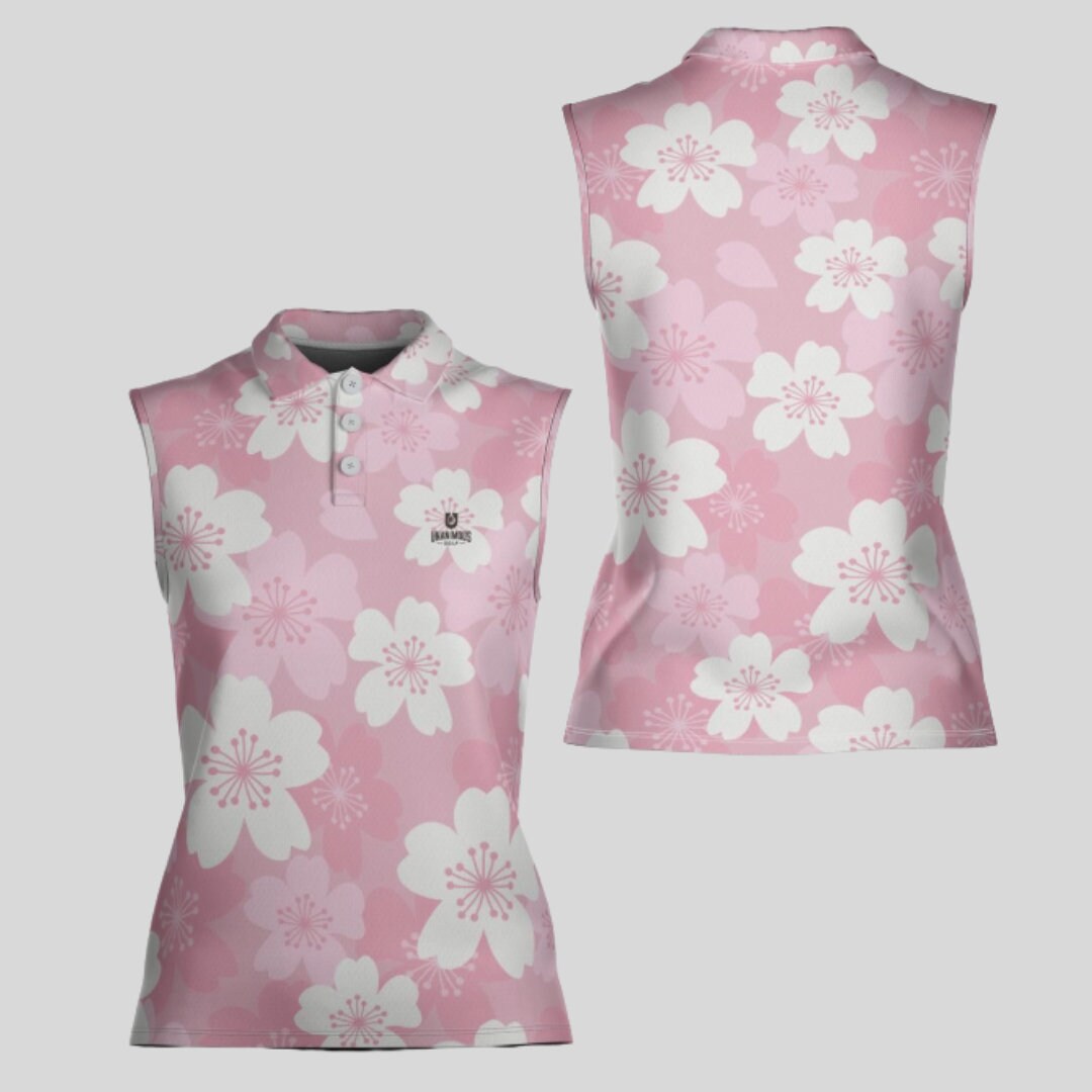 Japanese Cherry sleeveless golf polo shirt