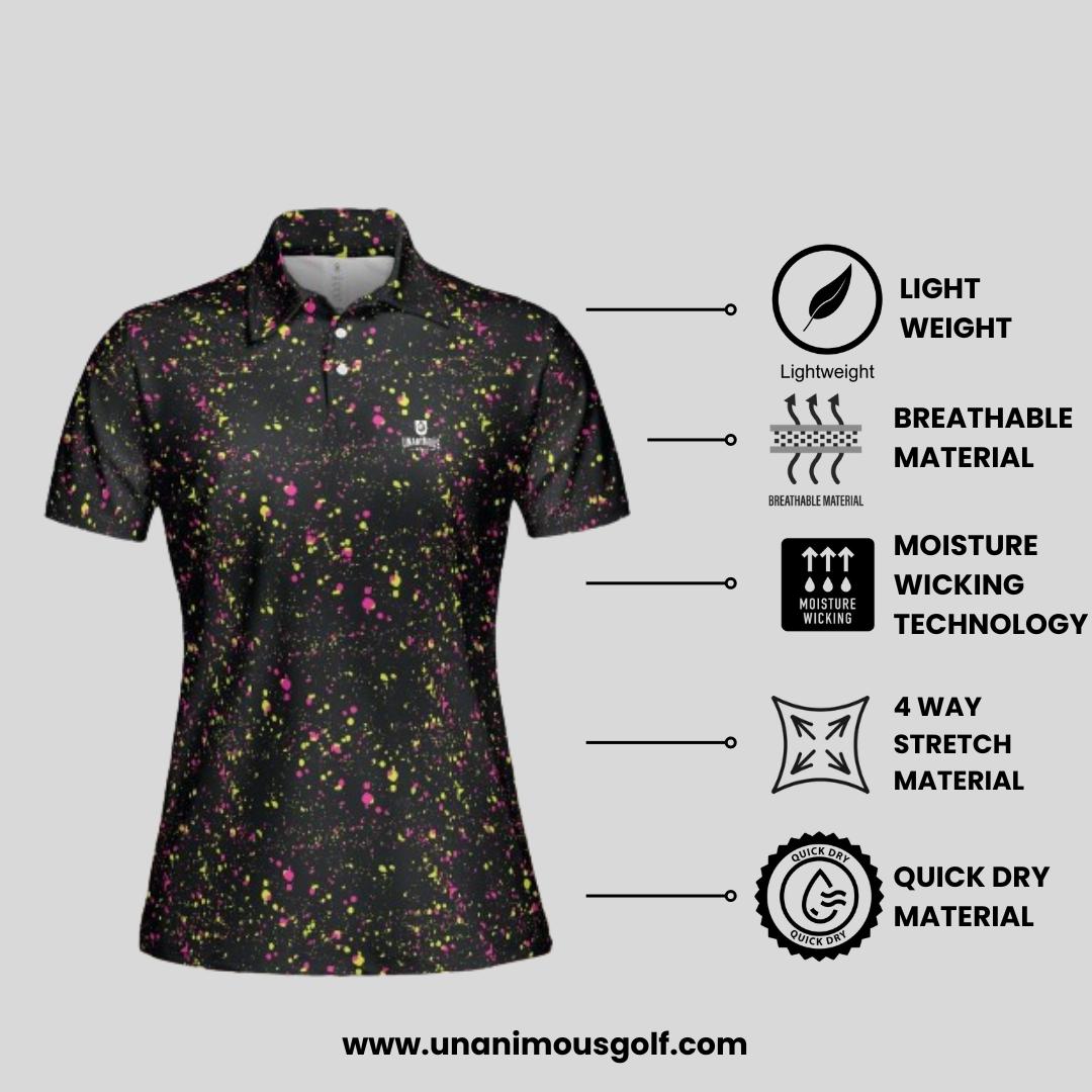 Neon Paint Splatter Golf Polo For Women