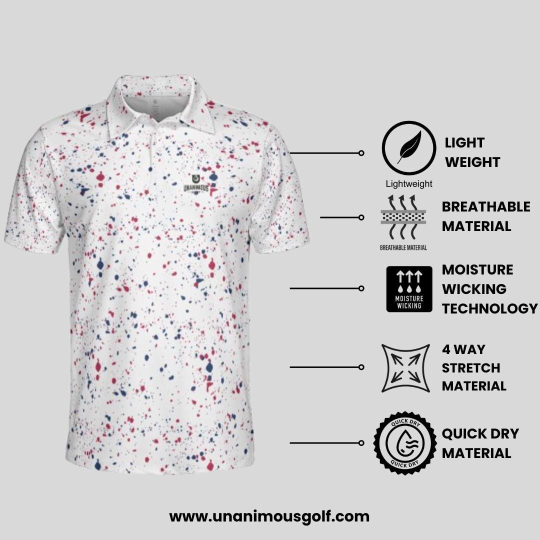 Old Glory Paint Splatter Golf Polo For Men