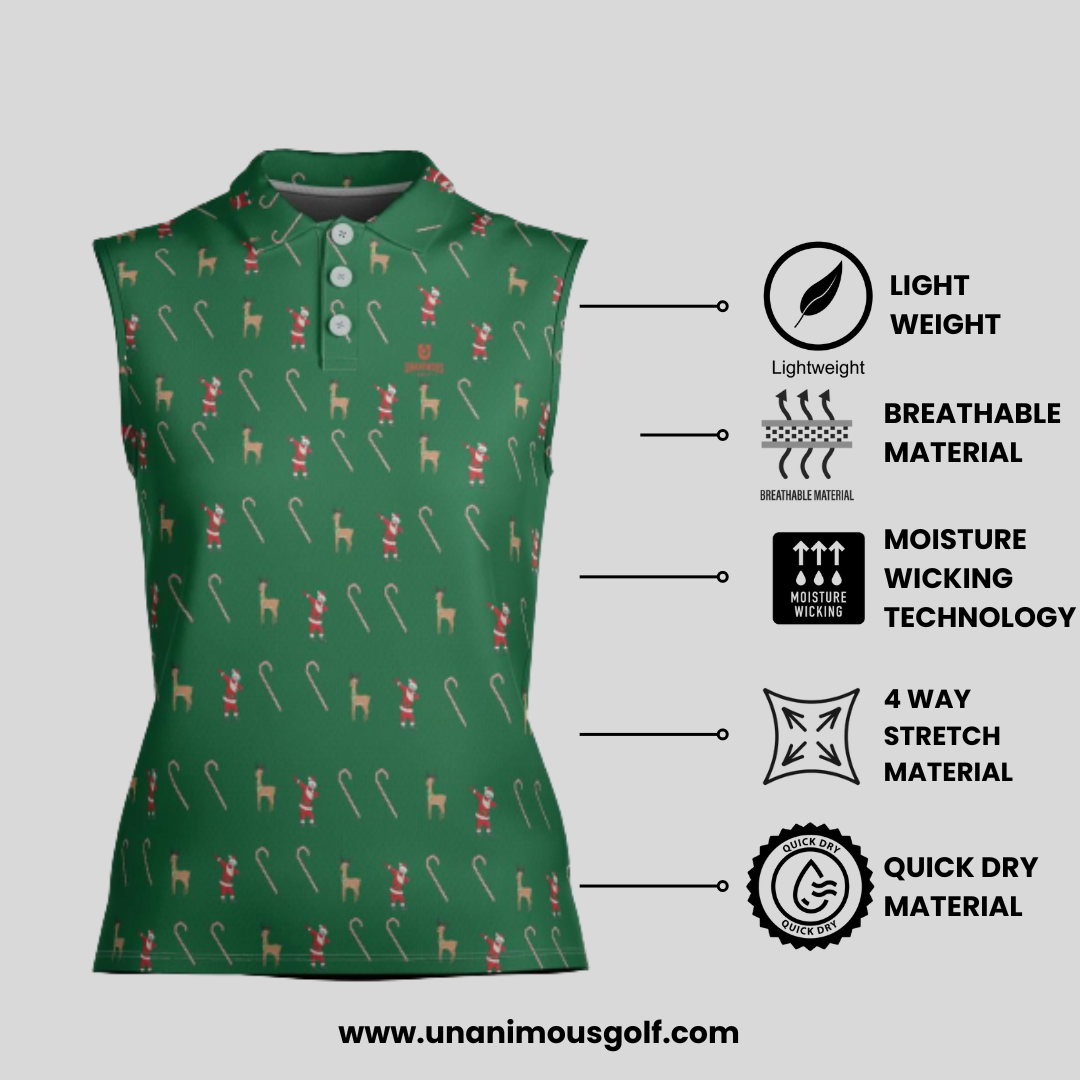 Dabbing Santa Christmas Sleeveless Golf polo Shirt for Women