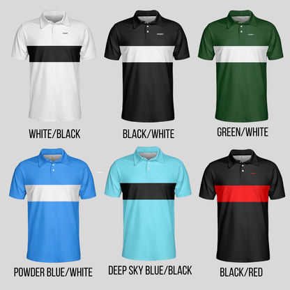 Chest Stripe Golf Polo – Lightweight Performance Fit, 6 Colourways