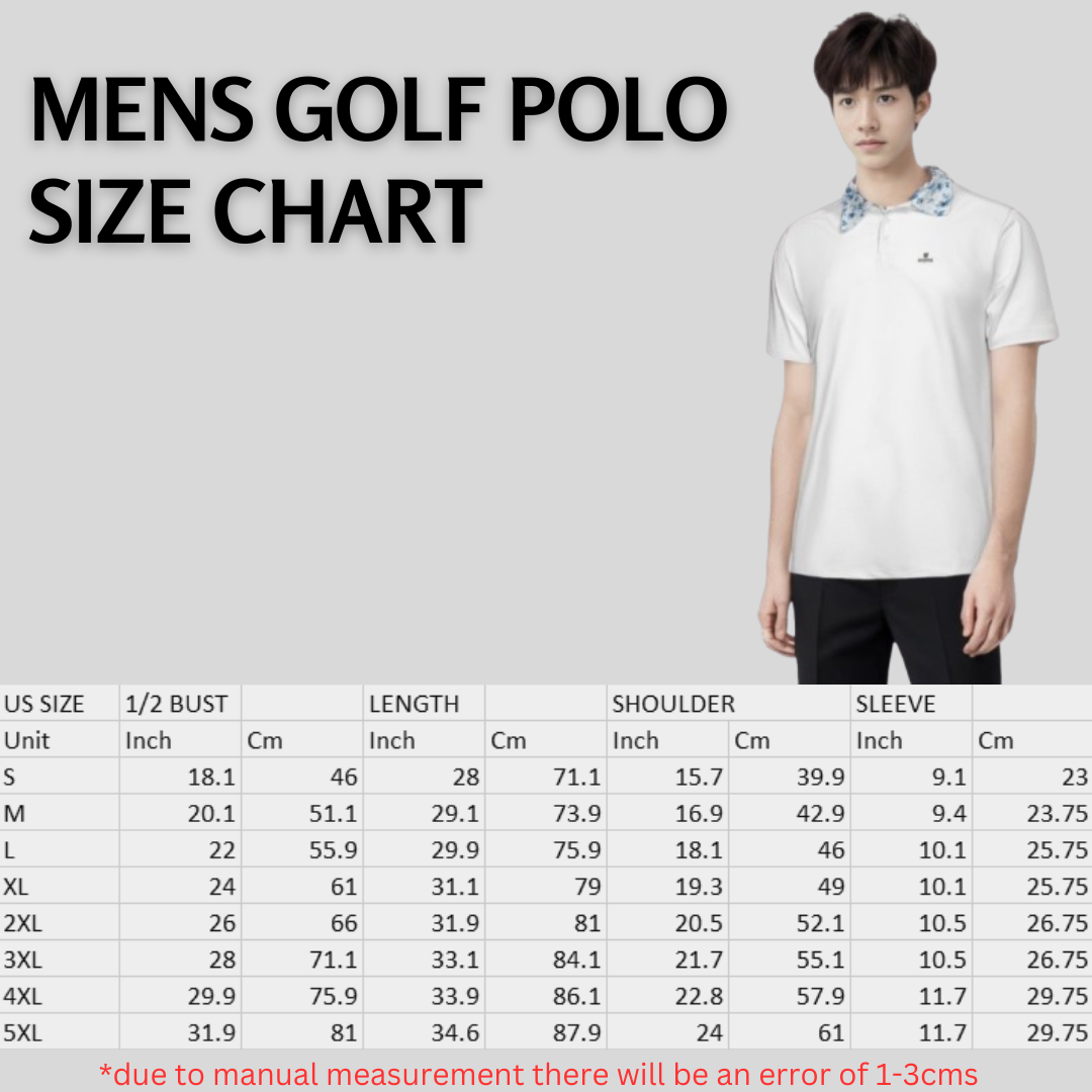 Blue Flower White golf Polo Shirt for Men