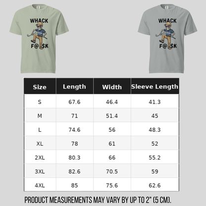 Whack F@$k skeleton golfer breaking golf club t-shirt design close-up