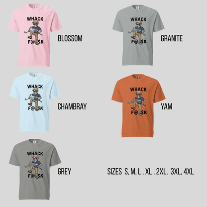 Whack F@$k skeleton golfer breaking golf club t-shirt design close-up