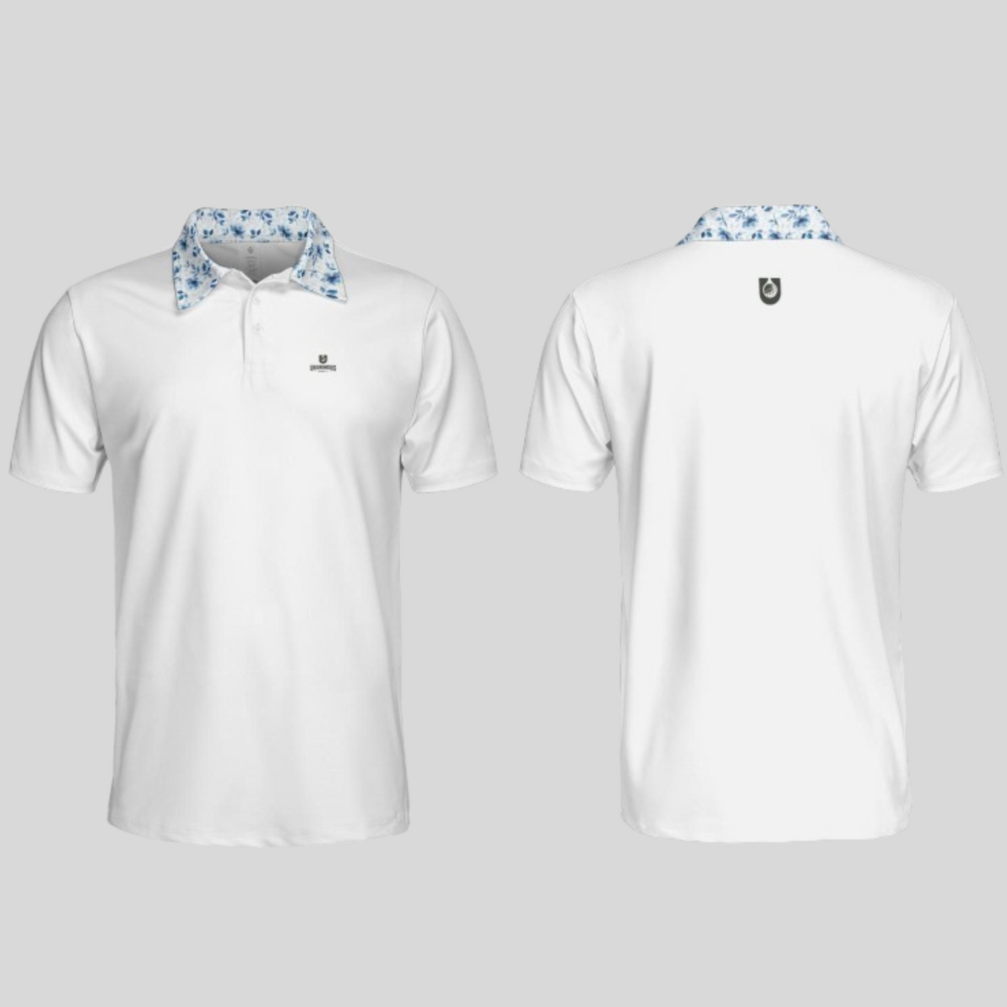 Blue Flower White golf Polo Shirt for Men