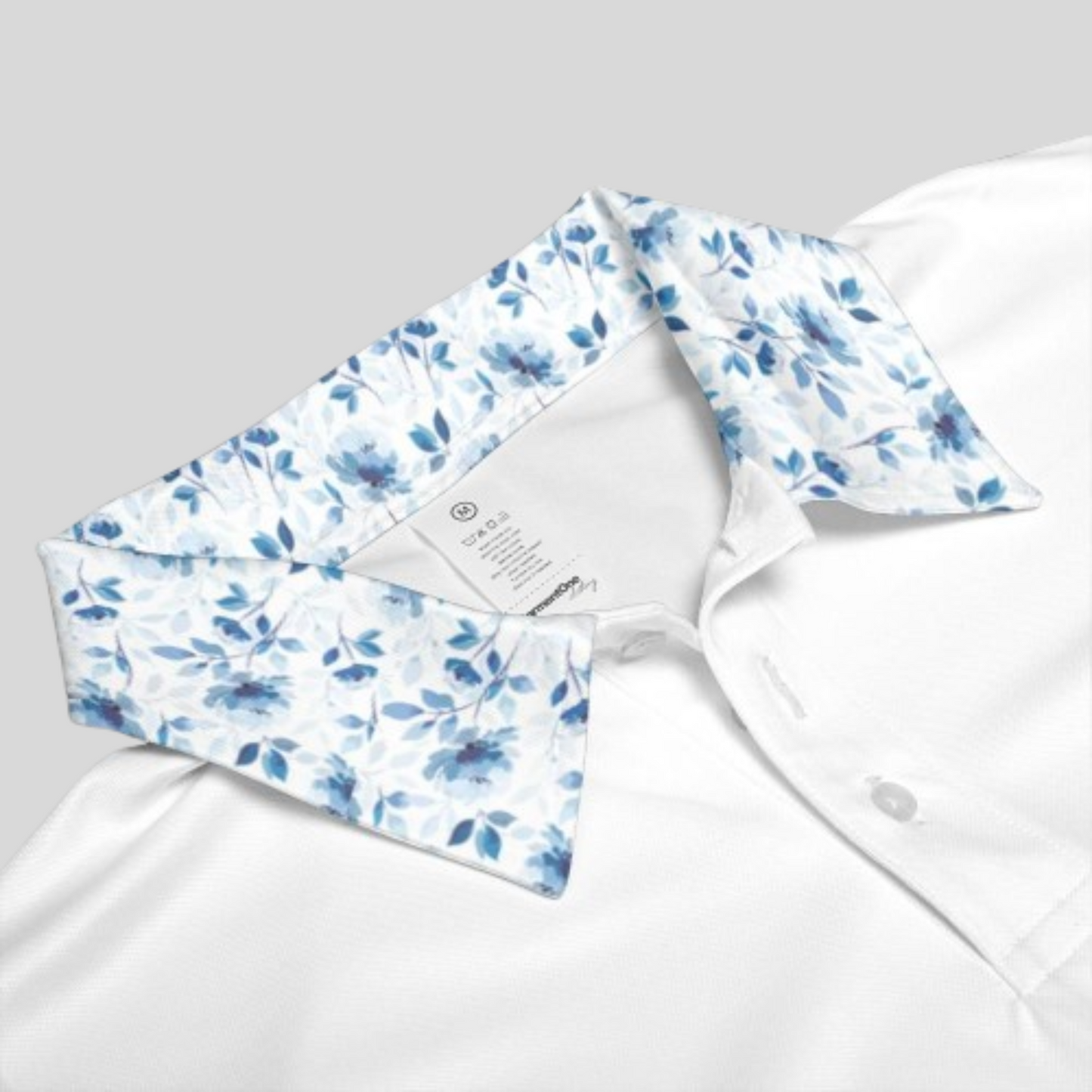 Blue Flower White golf Polo Shirt for Men