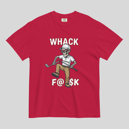 Whack F@$k skeleton golfer breaking golf club t-shirt on Comfort Colors 1717 tee