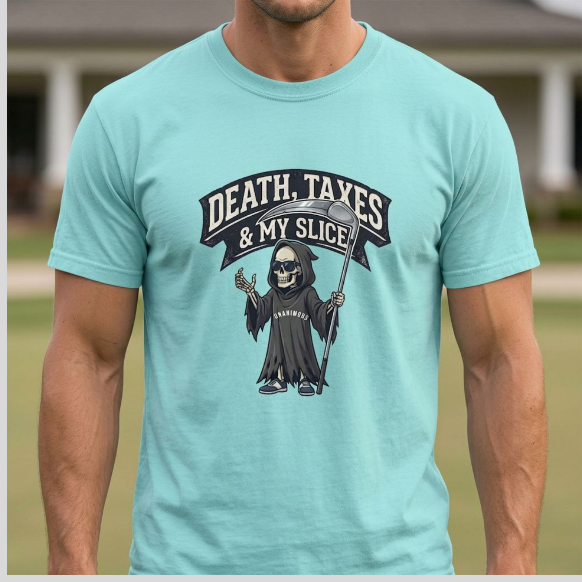 Death, taxes and my slice funny golf t-shirt