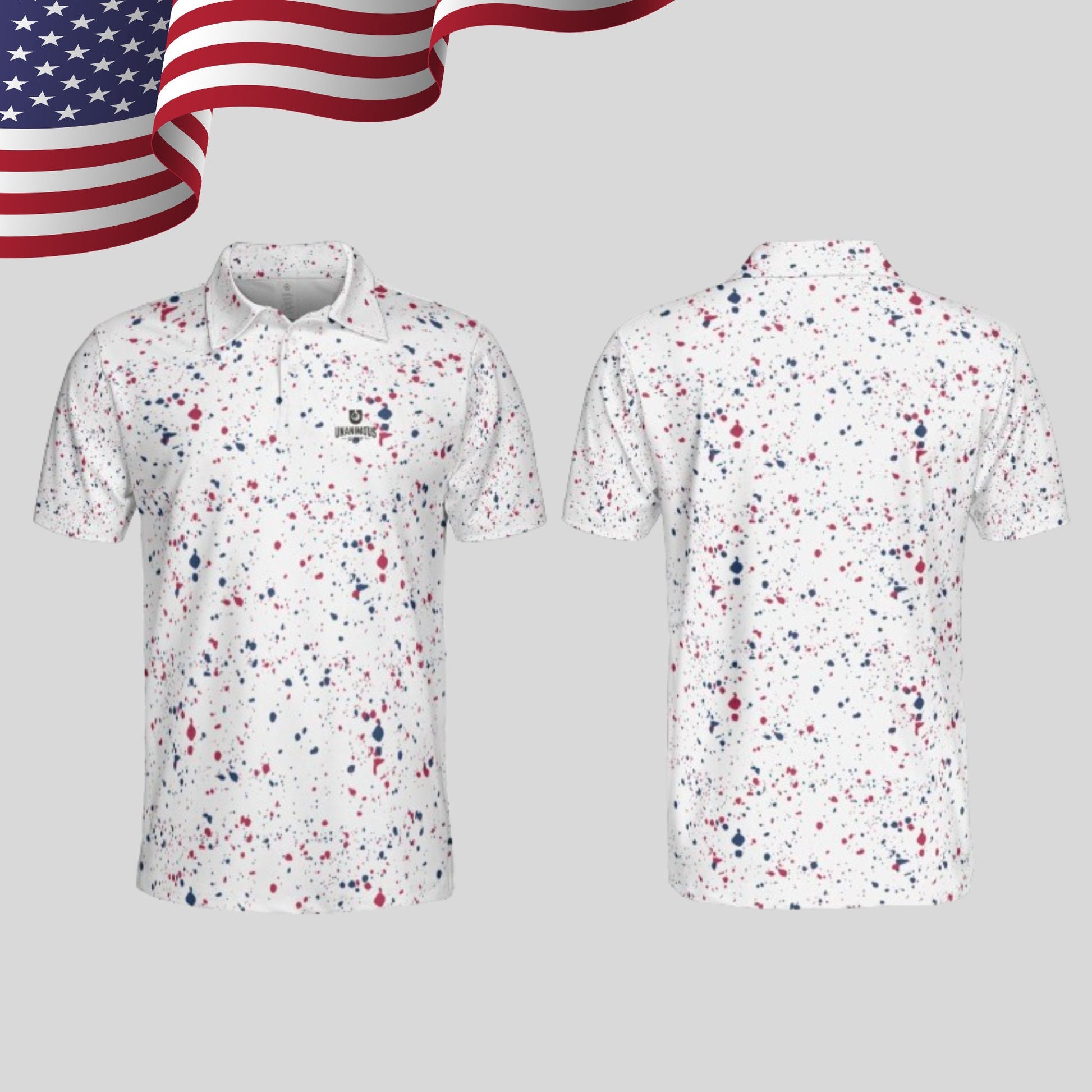 Old Glory Paint Splatter Golf Polo For Men