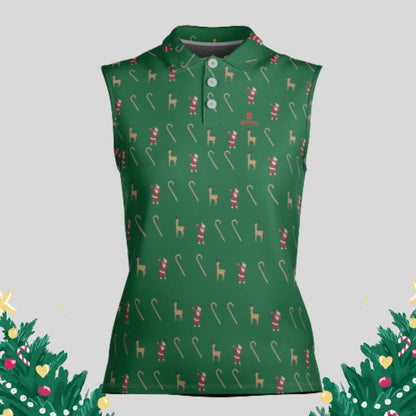Dabbing Santa Christmas Sleeveless Golf polo Shirt for Women