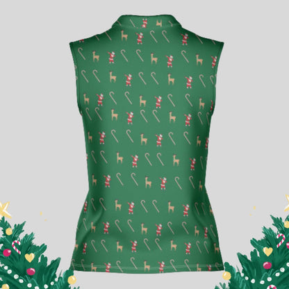 Dabbing Santa Christmas Sleeveless Golf polo Shirt for Women