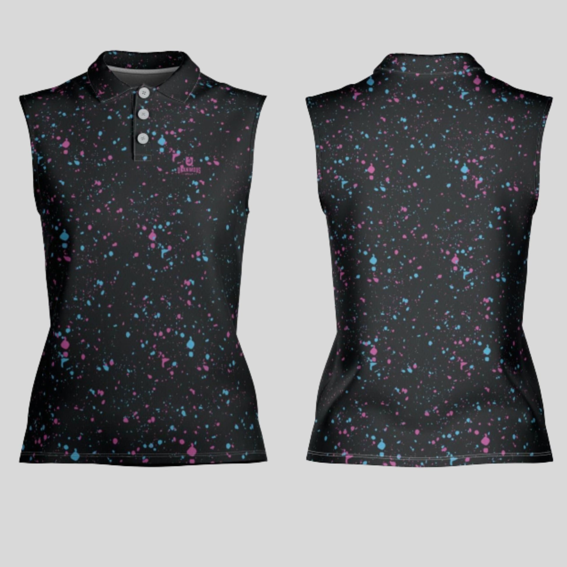 cyan-flamingo women's sleeveless golf polo shirt