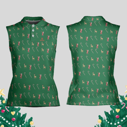 Dabbing Santa Christmas Sleeveless Golf polo Shirt for Women