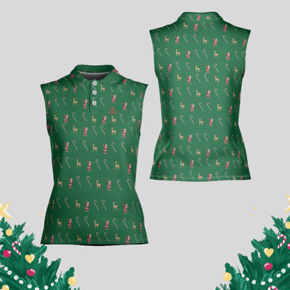 Dabbing Santa Christmas Sleeveless Golf polo Shirt for Women