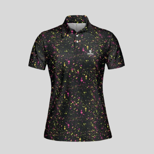 Neon Paint Splatter Golf Polo For Women