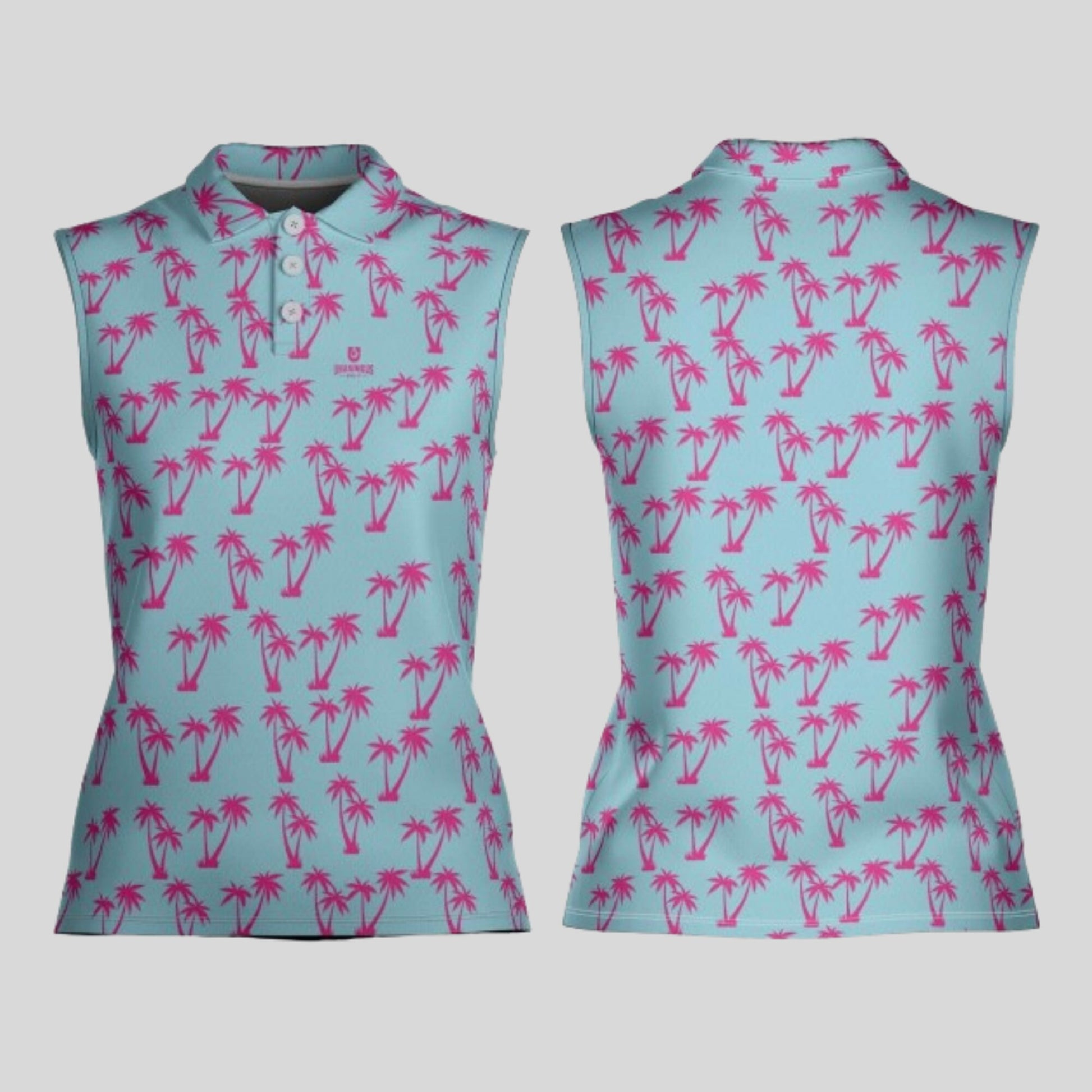 palm Tree Sleeveless Golf Polo Shirt for ladies