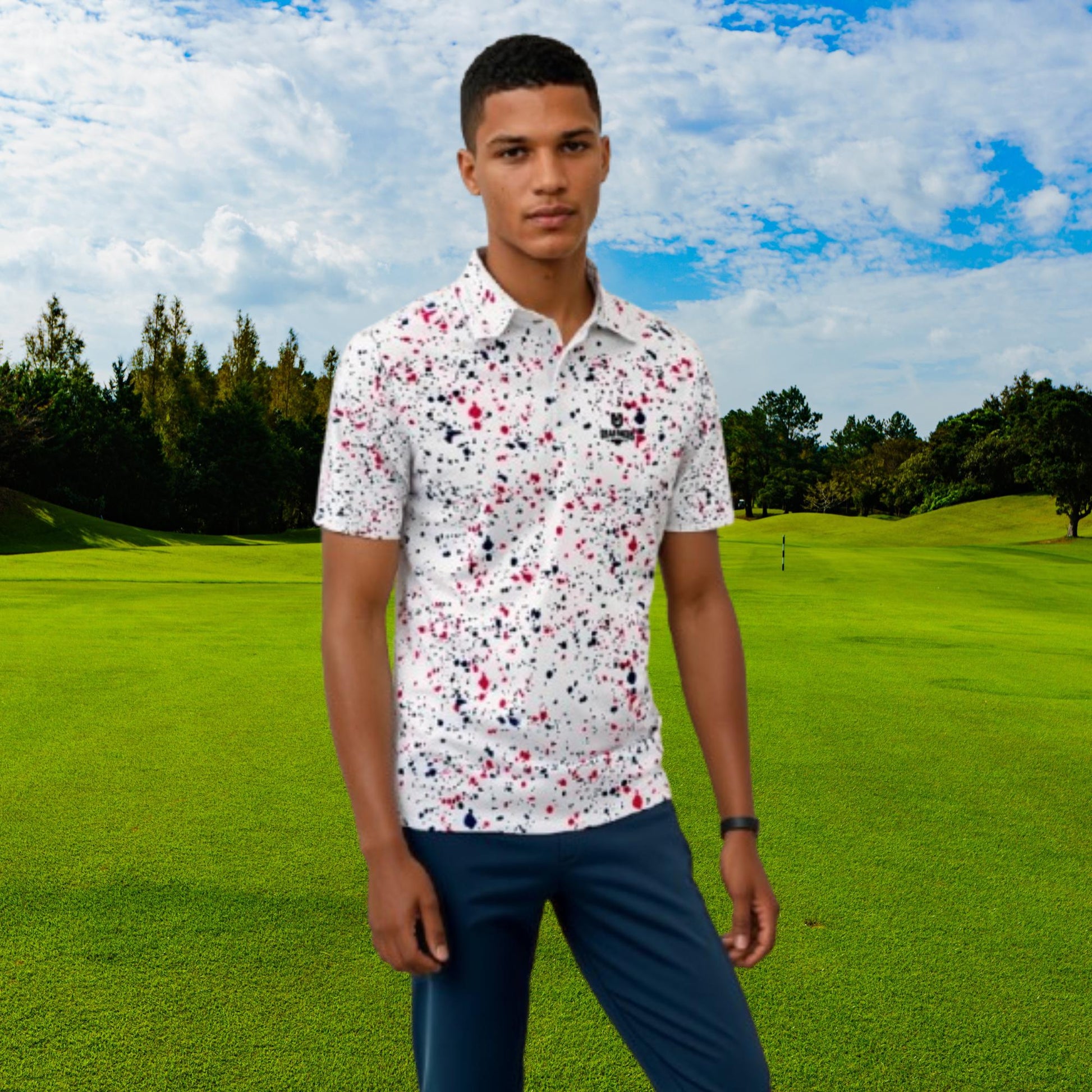 Old Glory Paint Splatter Golf Polo For Men