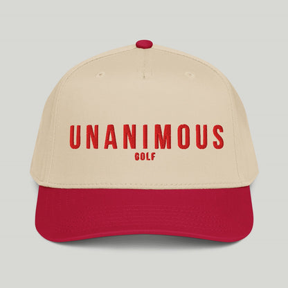'UNANIMOUS GOLF' embroidered in white across the front, shown against a solid light gray background.