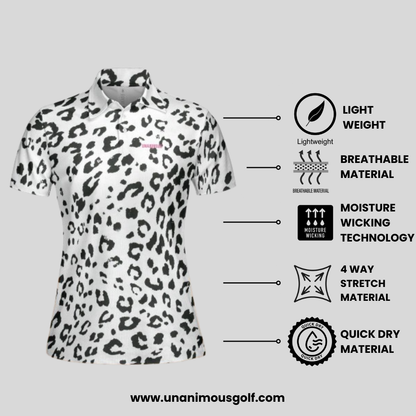 Snow Leopard Women’s Golf Polo – Stylish, Moisture-Wicking, Breathable Ladies Golf Shirt | Unanimous Golf