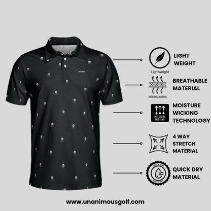Skull Golf Polo for Men | Moisture-Wicking Performance Golf Shirt | Lightweight Breathable Polo for Golfers | Unanimous Golf Apparel