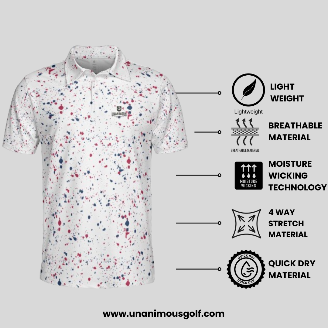 Old Glory Paint Splatter Golf Polo For Men